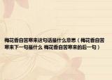 梅花香自苦寒来这句话是什么意思（梅花香自苦寒来下一句是什么 梅花香自苦寒来的后一句）