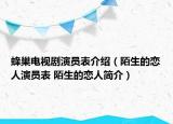 蜂巢电视剧演员表介绍（陌生的恋人演员表 陌生的恋人简介）
