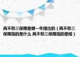 两不愁三保障是哪一年提出的（两不愁三保障指的是什么 两不愁三保障指的是啥）