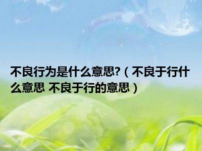 不良行为是什么意思?（不良于行什么意思 不良于行的意思）