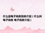 什么是电子商务简单介绍（什么叫电子商务 电子商务介绍）