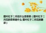 霜叶红于二月花什么意思思（霜叶红于二月花的意思是什么 霜叶红于二月花的翻译）