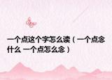 一个点这个字怎么读（一个点念什么 一个点怎么念）