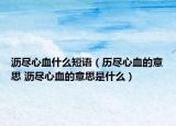 沥尽心血什么短语（历尽心血的意思 沥尽心血的意思是什么）