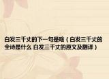 白发三千丈的下一句是啥（白发三千丈的全诗是什么 白发三千丈的原文及翻译）