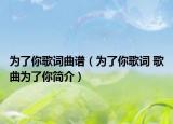 为了你歌词曲谱（为了你歌词 歌曲为了你简介）