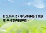什么叫午马（午马事件是什么意思 午马事件的解释）