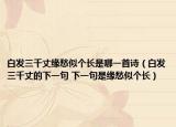 白发三千丈缘愁似个长是哪一首诗（白发三千丈的下一句 下一句是缘愁似个长）