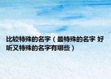 比较特殊的名字（最特殊的名字 好听又特殊的名字有哪些）