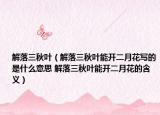 解落三秋叶（解落三秋叶能开二月花写的是什么意思 解落三秋叶能开二月花的含义）