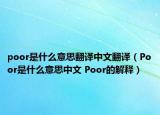 poor是什么意思翻译中文翻译（Poor是什么意思中文 Poor的解释）