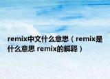 remix中文什么意思（remix是什么意思 remix的解释）