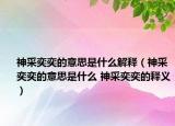 神采奕奕的意思是什么解释（神采奕奕的意思是什么 神采奕奕的释义）