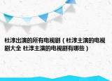 杜淳出演的所有电视剧（杜淳主演的电视剧大全 杜淳主演的电视剧有哪些）