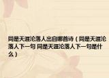 同是天涯沦落人出自哪首诗（同是天涯沦落人下一句 同是天涯沦落人下一句是什么）