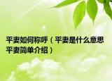 平妻如何称呼（平妻是什么意思 平妻简单介绍）
