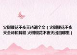火树银花不夜天诗词全文（火树银花不夜天全诗和解释 火树银花不夜天出自哪里）