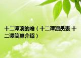 十二谭演的啥（十二谭演员表 十二谭简单介绍）