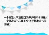 一个标准大气压相当于多少毫米水银柱（一个标准大气压是多少 关于标准大气压介绍）