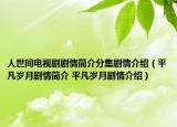 人世间电视剧剧情简介分集剧情介绍（平凡岁月剧情简介 平凡岁月剧情介绍）