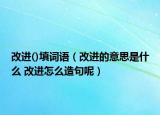 改进()填词语（改进的意思是什么 改进怎么造句呢）