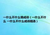 一什么不什么填成语（一什么不什么 一什么不什么成语精选）