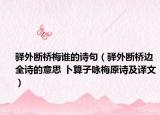 驿外断桥梅谁的诗句（驿外断桥边全诗的意思 卜算子咏梅原诗及译文）