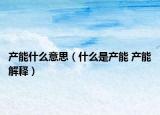 产能什么意思（什么是产能 产能解释）