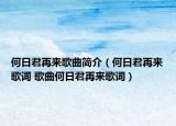 何日君再来歌曲简介（何日君再来歌词 歌曲何日君再来歌词）