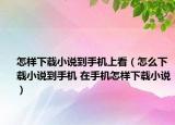 怎样下载小说到手机上看（怎么下载小说到手机 在手机怎样下载小说）