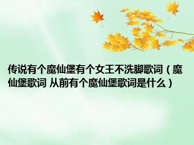 传说有个魔仙堡有个女王不洗脚歌词（魔仙堡歌词 从前有个魔仙堡歌词是什么）