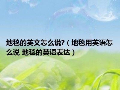 地毯的英文怎么说?（地毯用英语怎么说 地毯的英语表达）