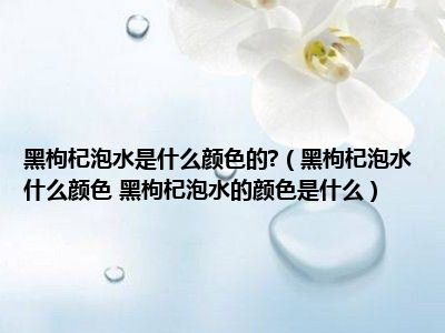 黑枸杞泡水是什么颜色的?（黑枸杞泡水什么颜色 黑枸杞泡水的颜色是什么）