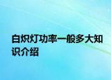 白炽灯功率一般多大知识介绍