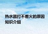 热水器打不着火的原因知识介绍