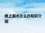 楼上漏水怎么办知识介绍
