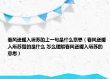 春风送暖入屠苏的上一句是什么意思（春风送暖入屠苏指的是什么 怎么理解春风送暖入屠苏的意思）