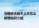 马桶进水阀不上水怎么修理知识介绍