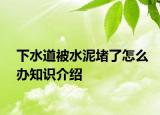 下水道被水泥堵了怎么办知识介绍