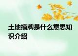 土地摘牌是什么意思知识介绍