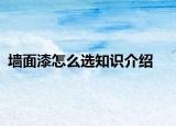 墙面漆怎么选知识介绍
