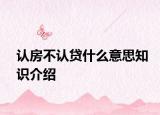 认房不认贷什么意思知识介绍