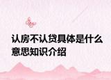 认房不认贷具体是什么意思知识介绍