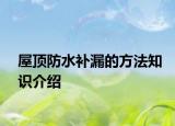 屋顶防水补漏的方法知识介绍