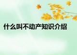 什么叫不动产知识介绍