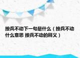 按兵不动下一句是什么（按兵不动什么意思 按兵不动的释义）