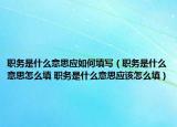 职务是什么意思应如何填写（职务是什么意思怎么填 职务是什么意思应该怎么填）