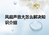 风扇声音大怎么解决知识介绍