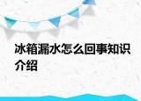 冰箱漏水怎么回事知识介绍
