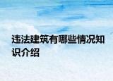 违法建筑有哪些情况知识介绍